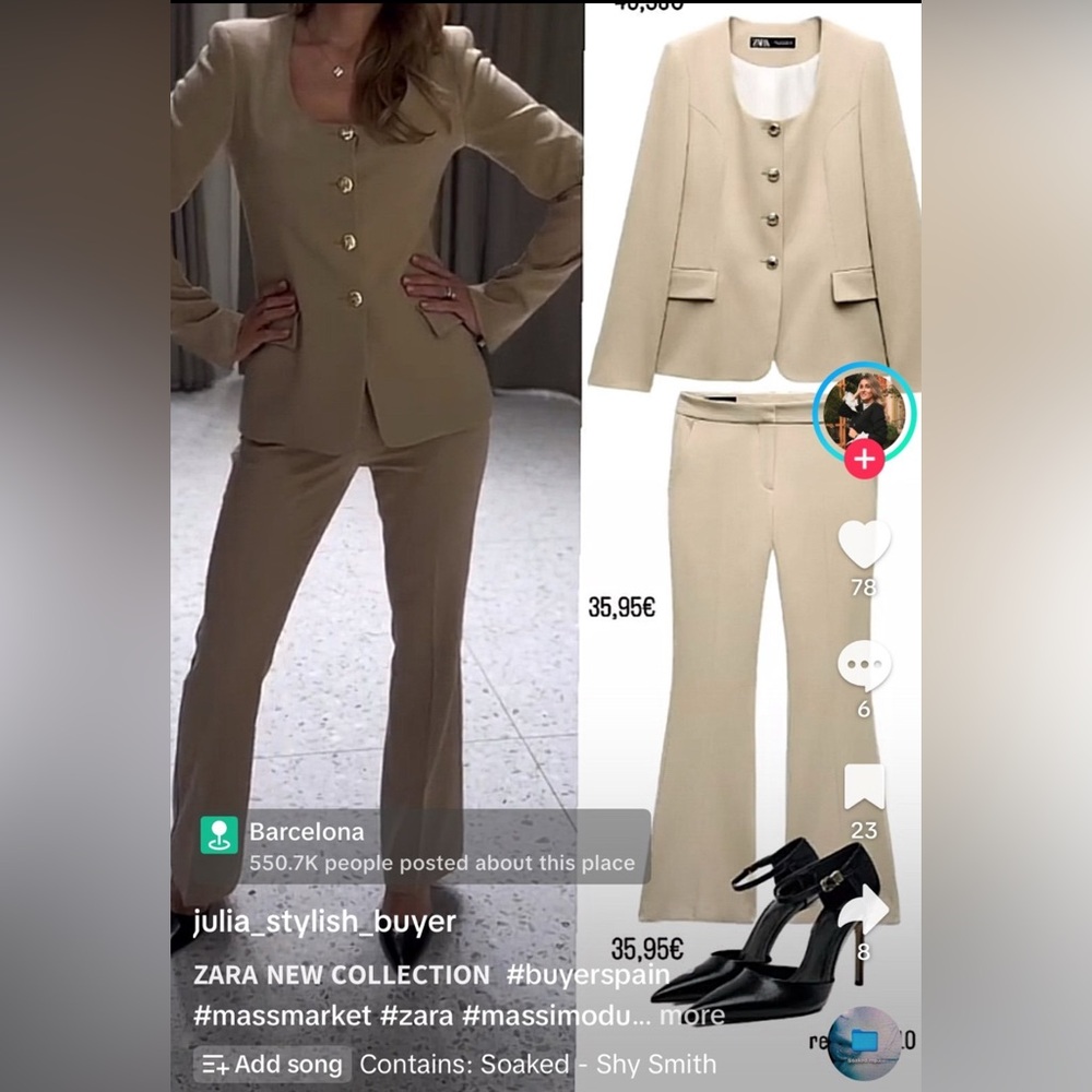 Zara Women's Beige Pantsuit Set - Picture 9 of 12